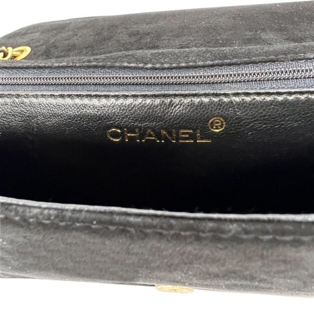 Chanel Black Suede Flap Bag Gold Chain CC Shoulder Bag - Picture 7 of 13